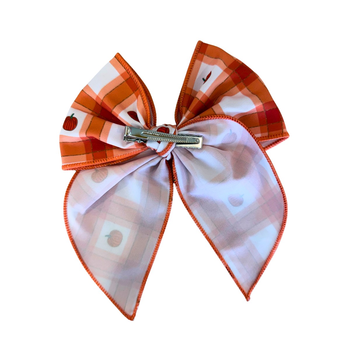 Pumpkin Plaid Oversized Hair Bow