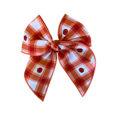 Pumpkin Plaid Oversized Hair Bow